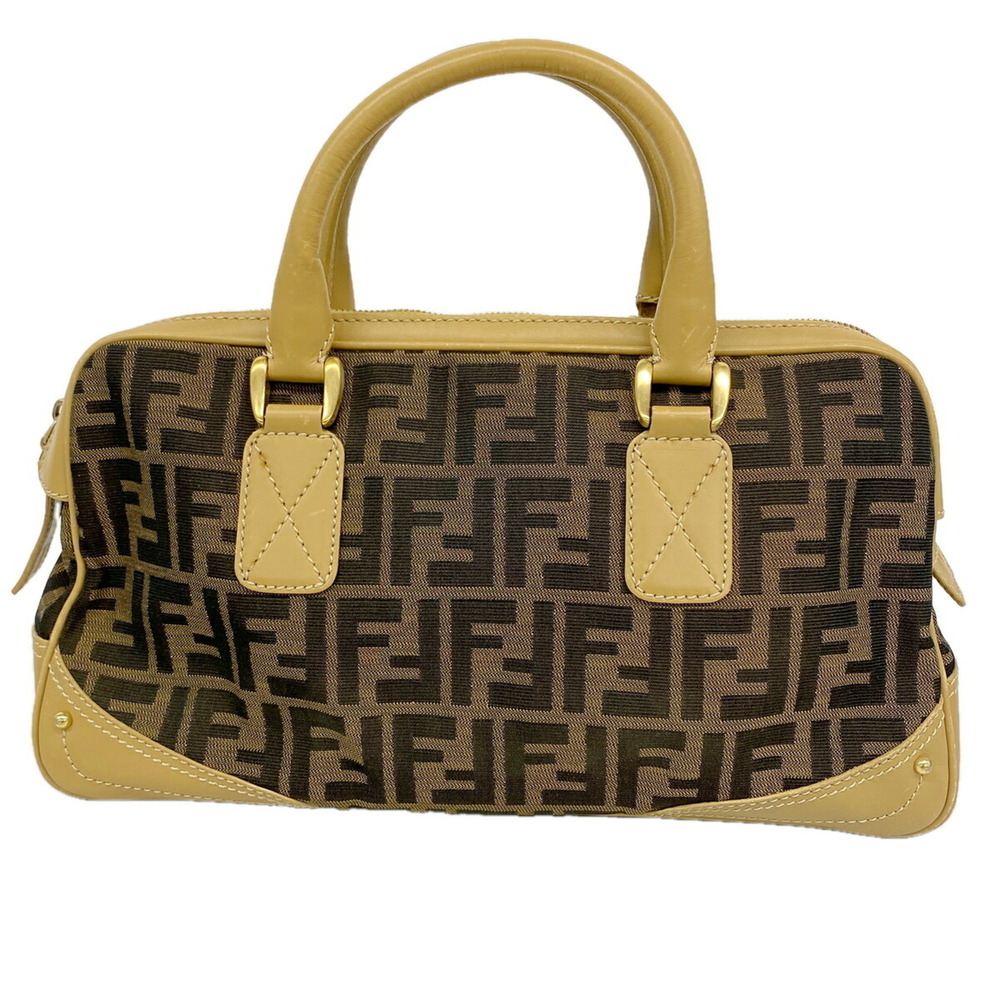 Fendi Zucca Nylon Canvas Handbag, Brown/Beige, Women's